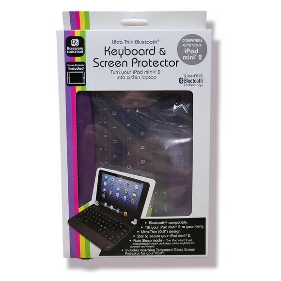 Ultra Thin Bluetooth iPad Mini 2 Keyboard and Screen Protector PURPLE *NEW* - Picture 1 of 2